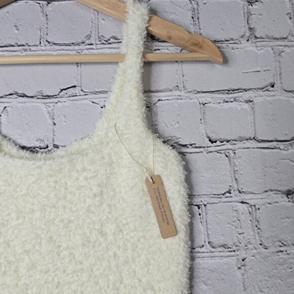 Skims Cozy Knit Soft Scoop Neck Cropped Tank Top Bone White New Size S/M - Picture 5 of 11